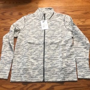 Zyia Cream Combo Zipper Jacket Size Medium